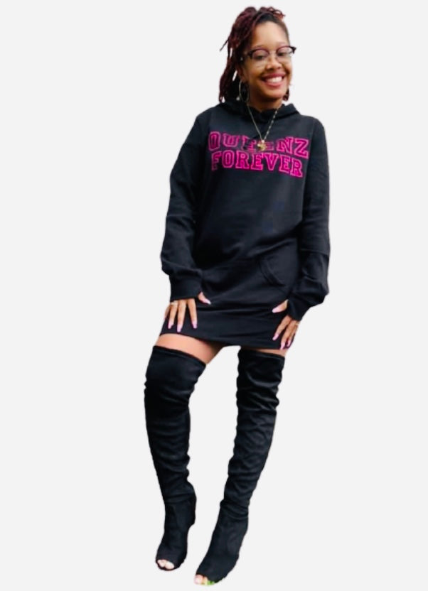 QUEENZ FOREVER SIGNATURE PLUS SIZE DIAMOND HOODIE DRESS